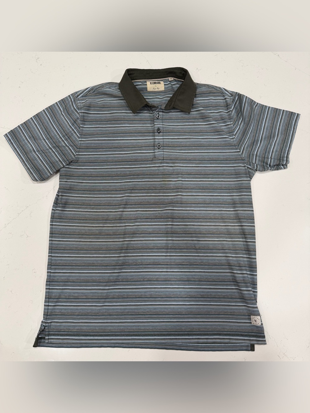 Linksoul Blue Striped Polo with Dark Contrast Collar